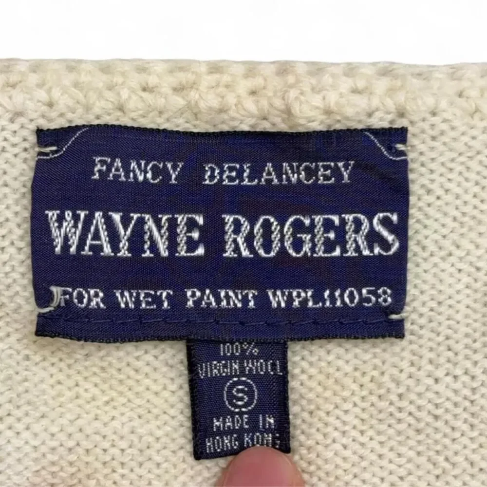 Vtg 70s kids Fancy Delancey Wayne Rogers Wool Sweater Vest size S (6/7)